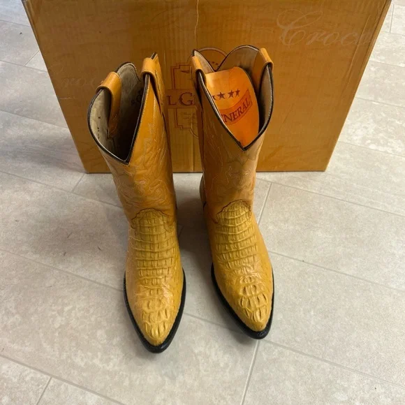 El General Tan Gold Western Boots with Block Heel Pointed  display picture 1